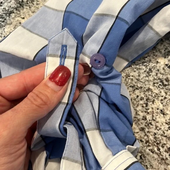 EUC Koret Vintage blue and white plaid longsleeve top - Picture 10 of 13